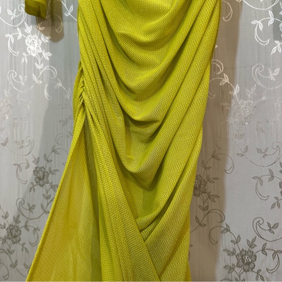 Vici Runched Lime Glitter Bodycon Maxi Long Sleeve Dress SMALL - Picture 7 of 15